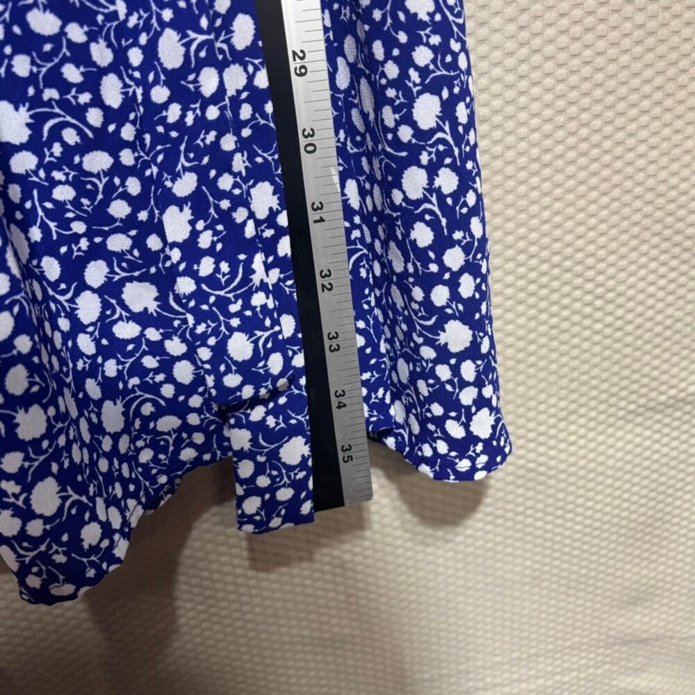 Sienna Sky Blue White Floral Wrap Mini Dress Medium Short Sleeve Button Waist - Picture 10 of 11